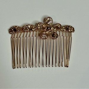 Gold Bead Bridal Bride Wedding Day Hair Comb Flower 3” x 2”